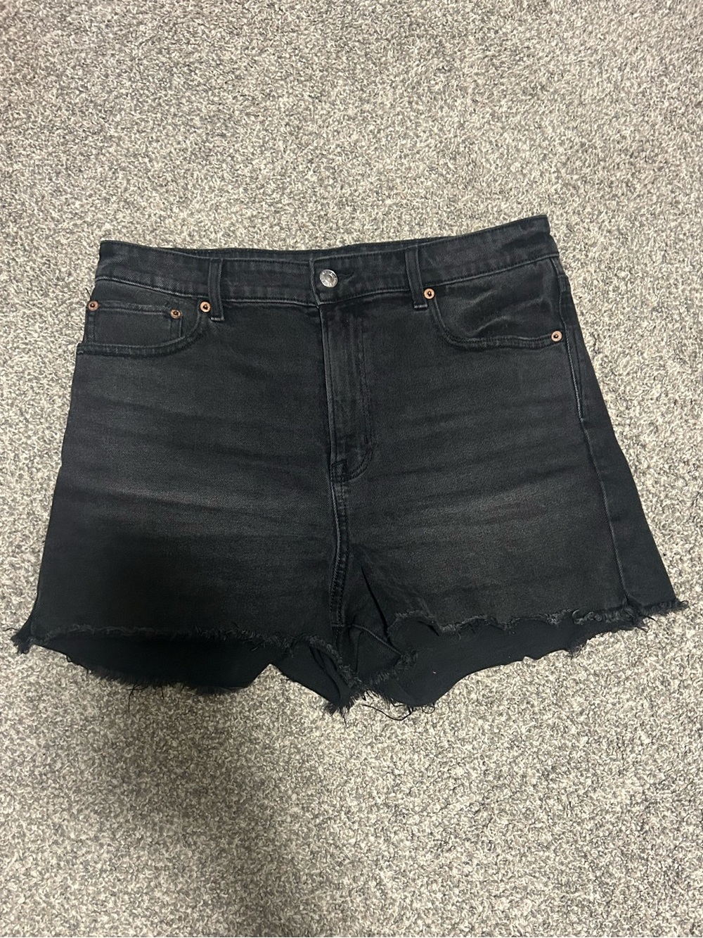 American Eagle Outfitters Black High-Rise Cutoff Jean Shorts
